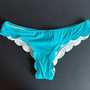 PINK Victoria's Secret Teal cheeky Bikini Bottom small scallopped edges